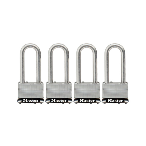 Keyed Laminated Padlocks, Stainless Steel, 2-In., 2.5-In. Long Shackle, 4-Ct - pack of 4