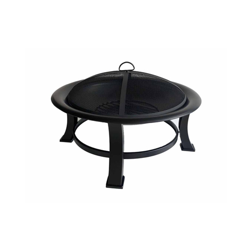 Fire Pit With Screen & Poker, Black, 30-In. Diameter