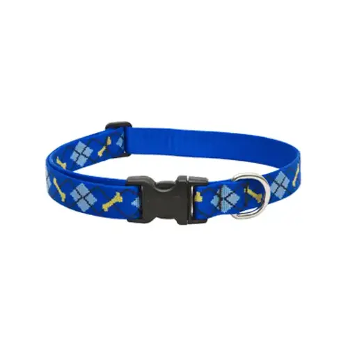 Dog Collar, Adjustable, Dapper Dog, 1 x 12 to 20-In. Blue Multi