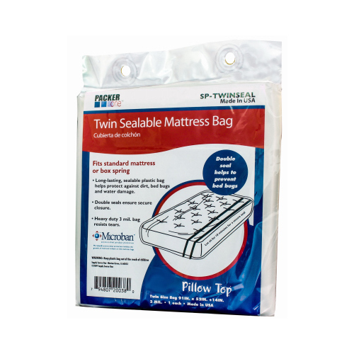 SCHWARZ SUPPLY SOURCE SP-TWINSEAL Sealable Microban Full Mattress Bag, 91 x 52 x 14-In.