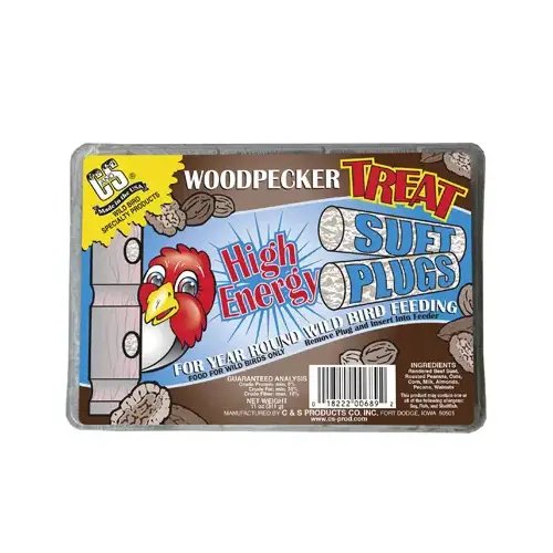 C&S Products 100214272 Woodpecker Treat Suet Plug, 12-oz.