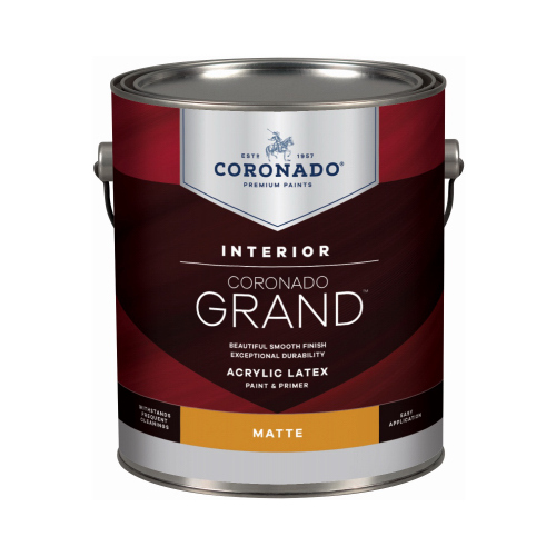 Grand Interior Latex Paint & Primer In One, Matte, Tintable White, Gallon