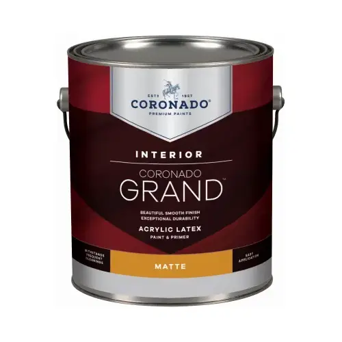 Grand Interior Latex Paint & Primer In One, Matte, Tintable White, Gallon