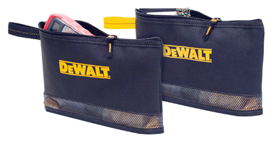 DEWALT DG5102 Multi-Purpose Zip Bag, 12 in W, 2-1/2 in D, 7 in H, 2-Pocket, Polyester, Black Pair