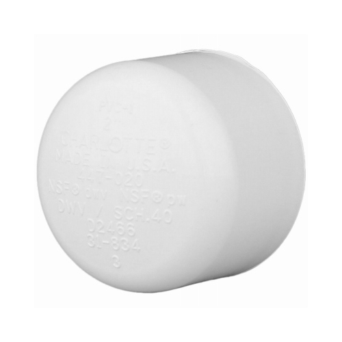 Schedule 40 PVC Pressure Pipe Cap, White, 1-1/2-In.