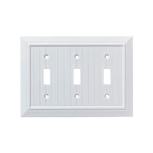 Classic Beadboard Single Triple Switch Wall Plate, White