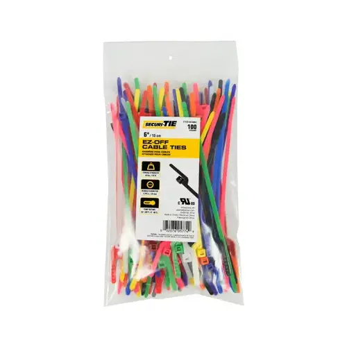 EZ-Off Cable Tie, Orange, 6-In - pack of 100