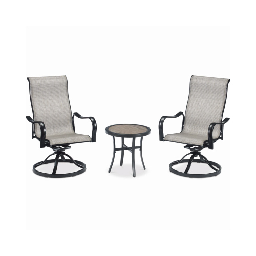 Chesapeake 3-Pc.Patio Chat Set, Gray/Beige With Pewter Aluminum Frame