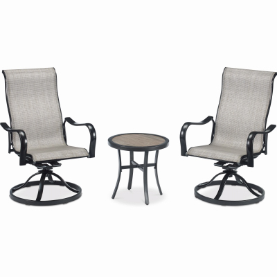 Four Seasons Courtyard S3-ADE03901 Chesapeake 3-Pc.Patio Chat Set, Gray/Beige With Pewter Aluminum Frame