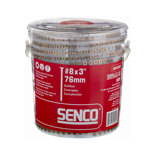 Senco Brands 08F300Y Flat Head Square Drive Screws, Yellow Zinc, #8 x 3-In., 800-Ct.