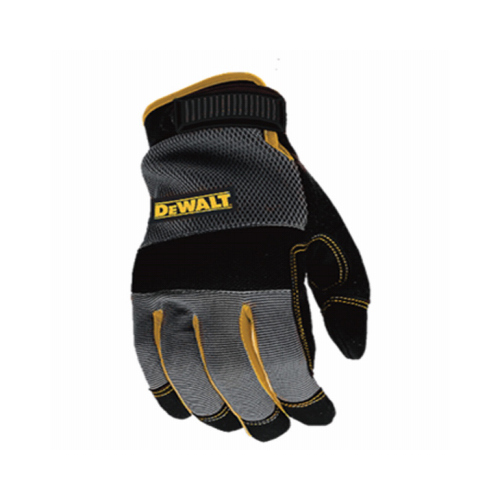 Work Gloves, Synthetic Leather Palm, Black, M