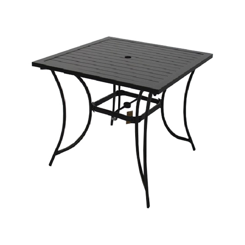 Chesapeake Slat-Top Patio Dining Table, Pewter Aluminum Frame, 40-In. Square