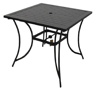 Four Seasons Courtyard ALE26512H60 Chesapeake Slat-Top Patio Dining Table, Pewter Aluminum Frame, 40-In. Square