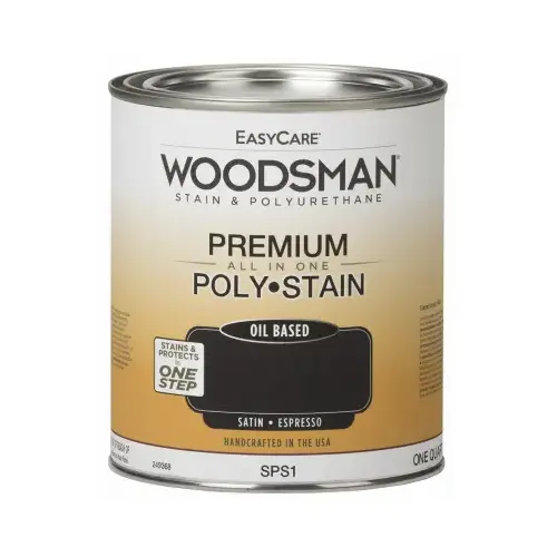 Woodsman Stain & Polyurethane In One, Oil-Base Satin, Espresso, Qt.