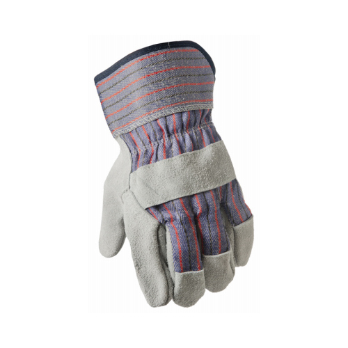 Leather Palm Gloves, Pearl Gray, L Pair