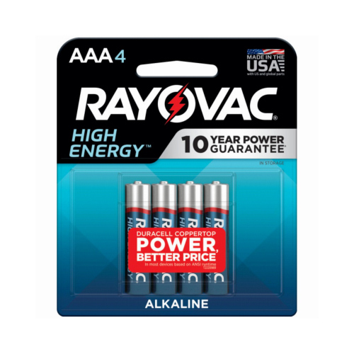 High Energy AAA (Triple A) Alkaline Batteries  pack of 4