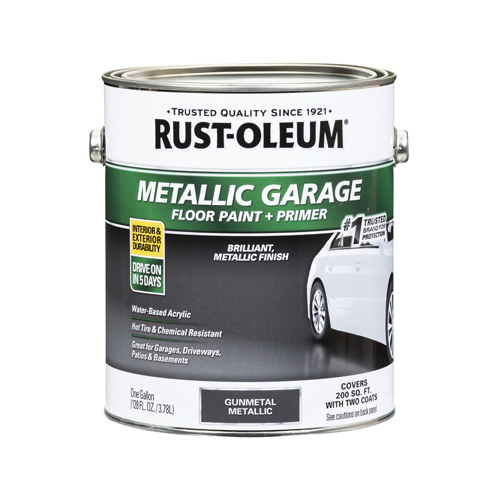 Concrete and Garage Floor Paint, Metallic, Gun Metal, 1 gal