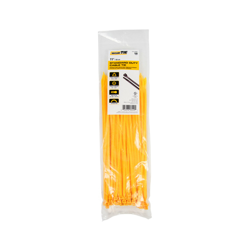 Standard Duty Cable Tie, Yellow, 11-In - pack of 100