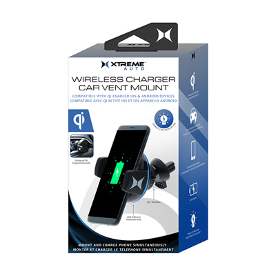 JEM ACCESSORIES INC XWC8-1004-QIB Wireless Phone Charger, Mounts on Car Vent, QI Technolory, iPhone & Android