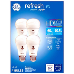 GE Lighting 42978 Refresh LED HD Light Bulbs Daylight 10.5