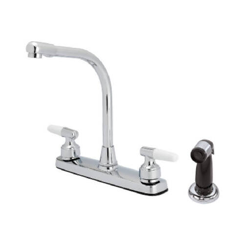 Kitchen Faucet With Side Spray, 2 Lever Handles, Chrome