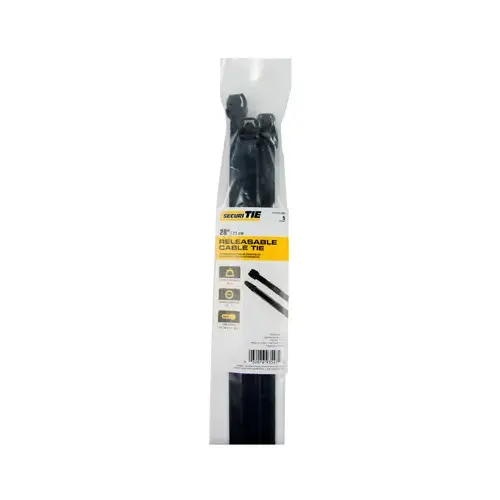 Releaseable Cable Tie, Black, 28-In - pack of 5