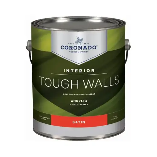 Tough Walls Interior Latex Paint & Primer In One, Satin, Tintable White, Gallon