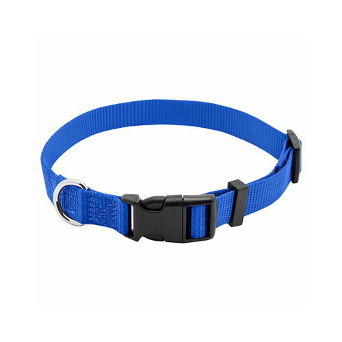 Dog Collar, Adjustable, Blue Nylon, Quadlock Buckle, 3/4 x 14 to 20-In.