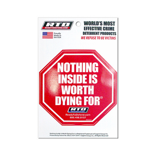 Nothing Inside Is Worth Dying For Home Security Window Decal, Red Vinyl, 4.25 x 4.25-In.