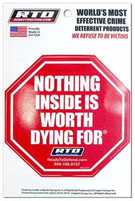 COGENT GROUP INC RTD-X1Y Nothing Inside Is Worth Dying For Home Security Window Decal, Red Vinyl, 4.25 x 4.25-In.