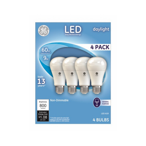 LED Light Bulbs, Daylight, 800 Lumens, 9-Watts - pack of 4