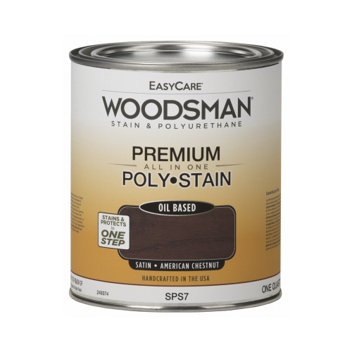 Woodsman Stain & Polyurethane In One, Oil-Base Satin, American Chestnut, Qt.