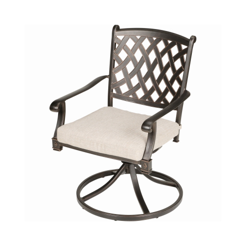 Bar Harbor Cushioned Patio Dining Chairs, Black Aluminum Pair Gray