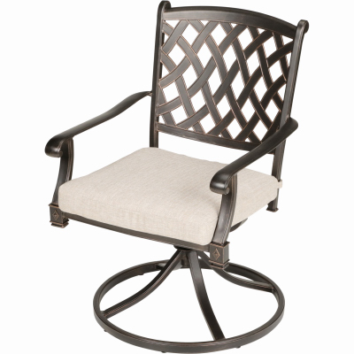 Four Seasons Courtyard A211019300 Bar Harbor Cushioned Patio Dining Chairs, Black Aluminum Pair Gray