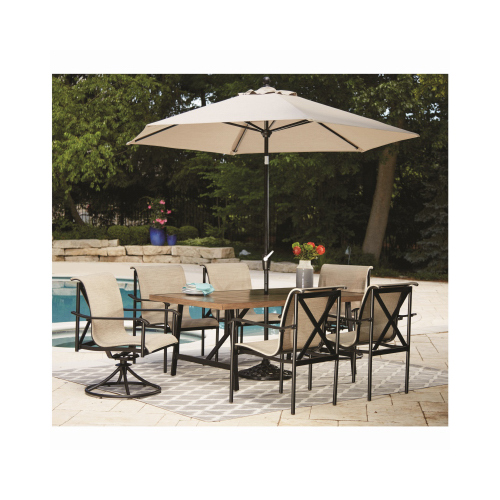 Eastport Patio Dining Chair, 2-Tone Aluminum, Ivory Sling Fabric