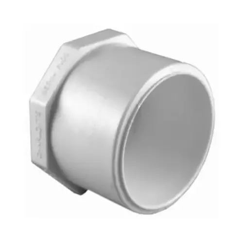 Schedule 40 PVC Plug Spigot, White, 1.25-In.