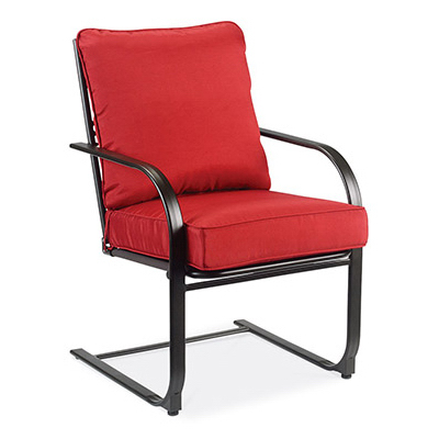 COURTYARD CREATIONS 18S1760T Kastoria Oversized C-Spring Dining Chair, Red Cushions, Dark Brown Steel Frame