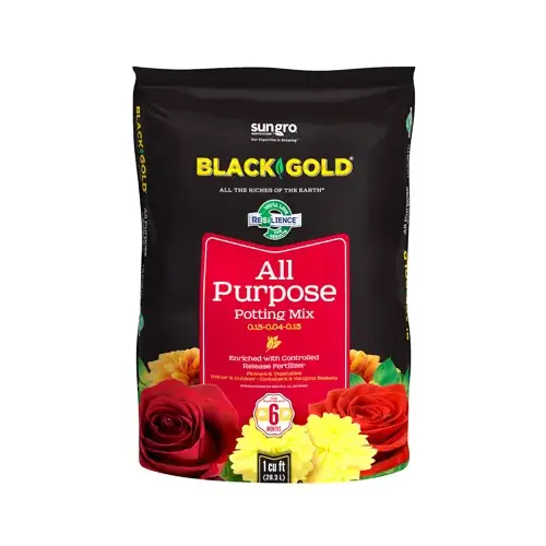 SUN GRO HORTICULTURE 1410102.CFL001P BLACK GOLD Potting Mix, 1 cu-ft Coverage Area, Granular, Brown/Earthy, 70 Bag