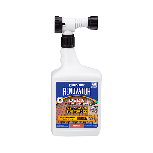 Renovator Deck Stain, Semi-Transparent, Hose Mount, Redwood, 56-oz.