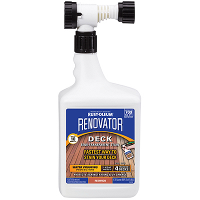 Rust-Oleum 332886 Renovator Deck Stain, Semi-Transparent, Hose Mount, Redwood, 56-oz.