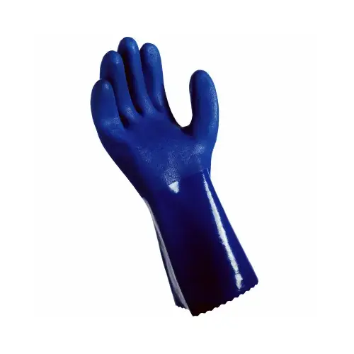 True Grip 23407-16 Grease Monkey PVC Chemical Gloves, Long Cuff, Blue, Men's L