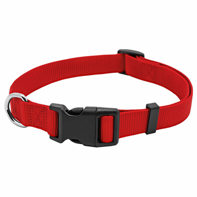 Pet Expert PE223994 Dog Collar, Adjustable, Red Nylon, Quadlock Buckle, 1 x 18 to 26-In.