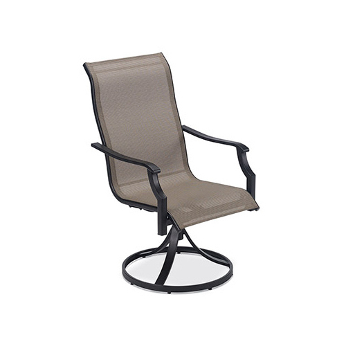 Charleston Sling Swivel Dining Chair, Brown Textaline