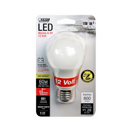 12 LED Bulb, General Purpose, A19 Lamp, 60 W Equivalent, E26 Lamp Base, Warm White Light - pack of 4