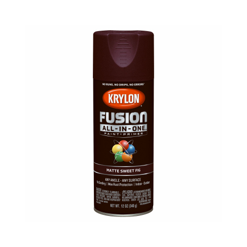 KRYLON DIVERSIFIED BRANDS K02798007 Fusion All-In-One Spray Paint + Primer, Matte Sweet Fig, 12-oz.