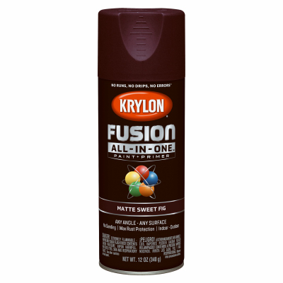 KRYLON DIVERSIFIED BRANDS K02798007 Fusion All-In-One Spray Paint + Primer, Matte Sweet Fig, 12-oz.