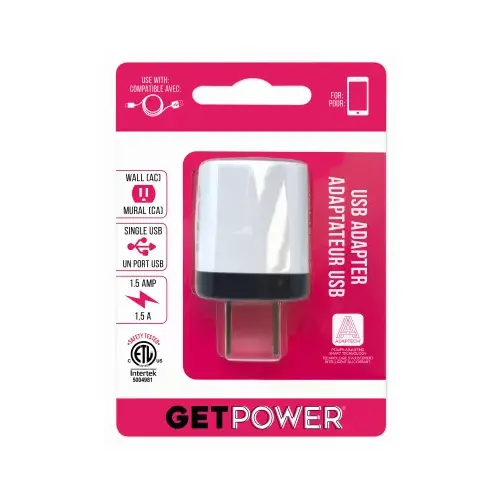 ARIES MFG GP-ACETL-BLK USB Wall Adapter, 1.5-Amp, Assorted Colors