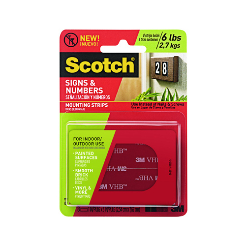 Scotch Sign Mounting Strips, 1 x 3-In.