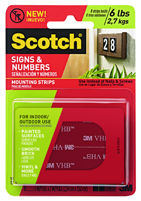 3M 610P-ST Scotch Sign Mounting Strips, 1 x 3-In.