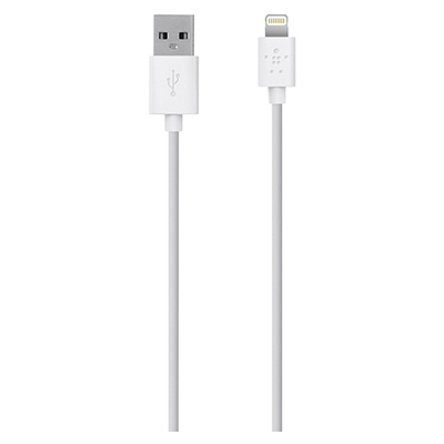 PETRA INDUSTRIES BKNF8J023BT2MW Lightning USB Charger Sync Cable, White, 4-Ft.